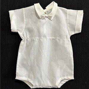 Vintage Sheer Nylon White Baby Christening Romper